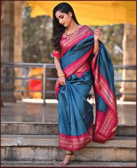 Mesmerizing Zari Weaving Multicolor Saree come with Heavy Weaved Blouse Piece