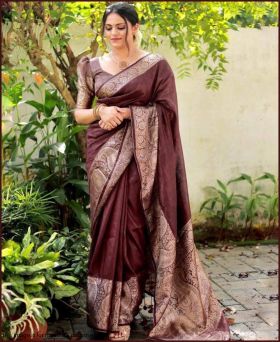 Elegent Soft Banarasi Silk Zari Weaving Saree with Blouse Piece