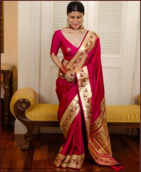 Rich Look Soft Banarasi Silk Zari Weaving Red Saree with Blouse Piece