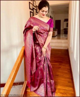Wonderful Banarasi Silk Zari Weaving Saree with Blouse Piece