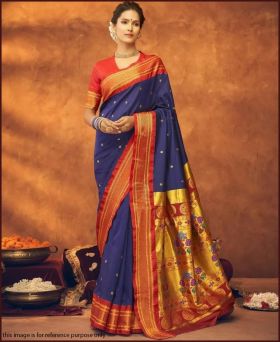 Premium Banarasi Silk Zari Weaving Paithani Saree with Blouse Piece