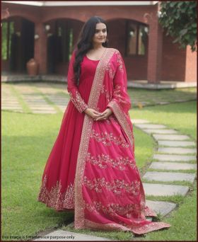 Bridal Wear Red Color Attractive Embroidered Sequins work  Georgette Gown 