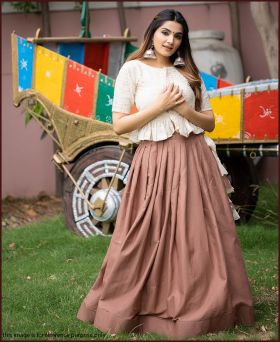 Trendy Pure Cotton Lehenga Beautified with Heavy Handmade Tassels with ready top