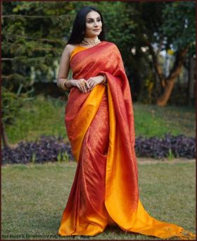 Adorable Multicolour Saree with Unstitched Blouse Piece