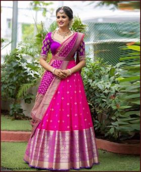 Delightful Soft Banarasi Silk Multicolour Unstitched Lehenga