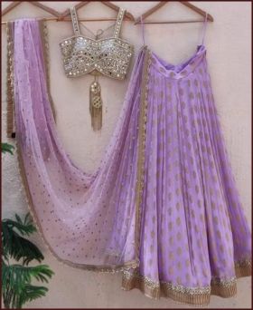 sexiest jacquard nylon butti sequence embroidered lehenga choli -Lavender