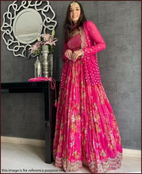 Pink Georgette Designer Lehenga Choli For Wedding Function