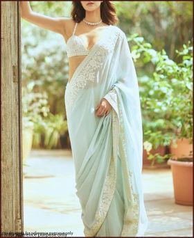 Ananya Pandey Party Wear Soft Faux Georgette Bollywood Style Saree