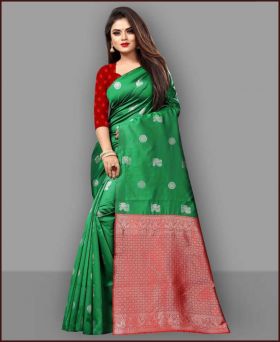 Latest Green Color Weaving Silk Saree with Blouse Piece