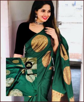 Latest Weaving Silk Dark Green Color Saree with Blouse Piece