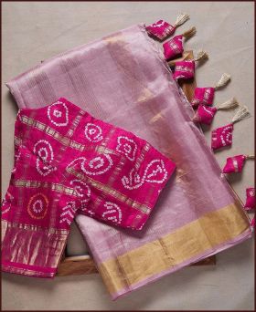 Tantalizing Jacquard Silk Waeving Light Pink Saree with Blouse piece