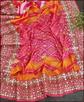 Beautiful Soft Vichitra Embroidery Multicolor Saree with Blouse Piece