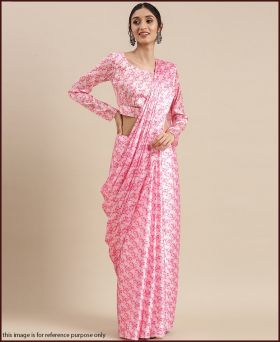 Dazzling Baby Pink Printed Saree with Blouse Piece