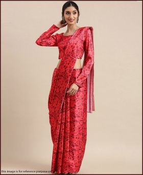 Captivating Red Printed Saree with Blouse Piece