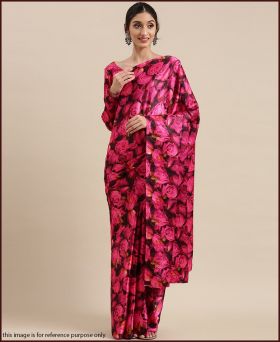 Attractive Pink Printed Saree with Blouse Piece