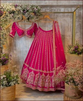 Trendy Look zari sequence with dori Embroidery Pink Lehenga