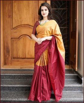 Stunning Banarasi Silk Silver Zari Weaving Saree with Blouse Piece