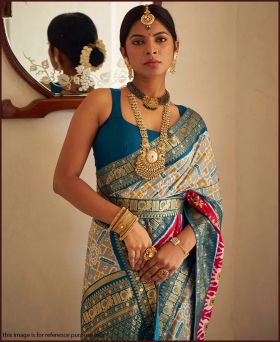 Beautiful Soft Dola Silk Prited Saree with Blouse Piece