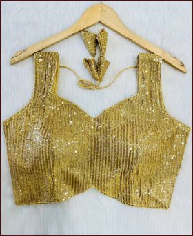 Enchanting Heavy Georgette Sequence Work Golden Blouse