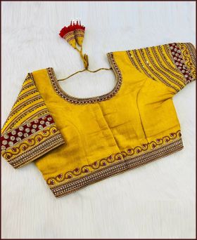 Amazing South Silk Soft Silky Yellow Color Blouse 