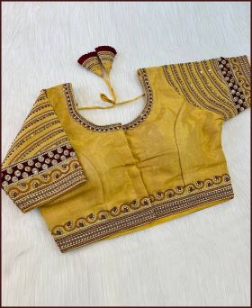 Attractive South Silk Soft Silky yellow Color Blouse 