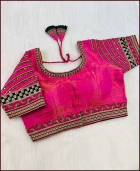 Elegant Heavy South Silk Silky Pink Color Blouse 