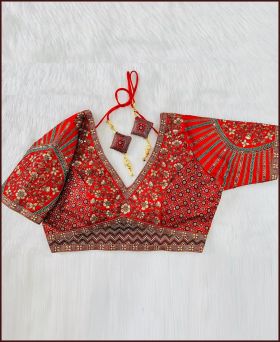 Beautiful Copper Jari Embroidery Rani Color Blouse 
