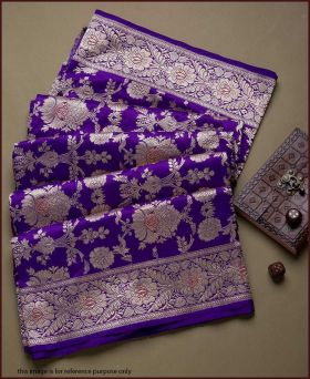 Beautiful Soft Silk Paithani Zari Weaving Violet Saree