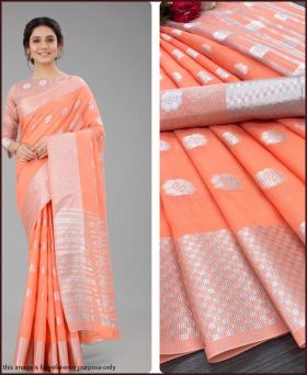 Classy Soft Linen Silk Zari Weaving Saree with Blouse Piece