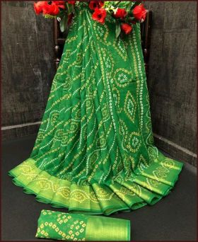 Classy Green Color Soft Linen Silk Saree with Blouse Piece