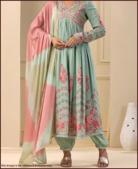 Beautiful Pakistani Muslin Alia Cut Designer Suit-M