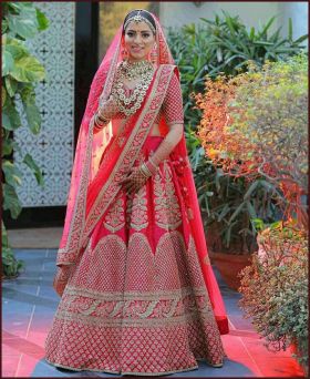 Captivating Malai Satin Embroidered Pink Wedding Lehenga Choli