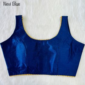 Trendy Heavy Phantom Silk Navy Blue Color Blouse