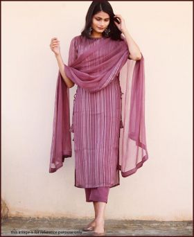 Adorable Pair of Pink High Slit Kurta Paired up with Straight Fit Pants and Dupatta 