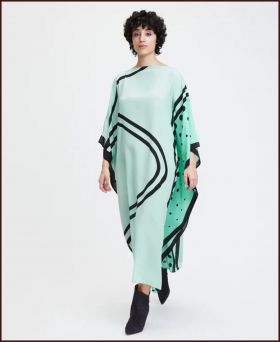 Beautiful Softy Silk Digital Print Green Long Kaftan