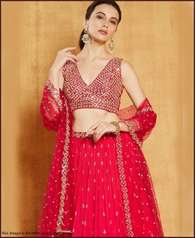 Trending Red Color Georgette Material Lahenga Choli at Best Price