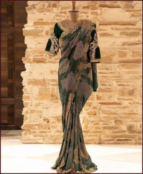 Fancy Party Wear Cording & Sequence Work Saree with Blouse Piece