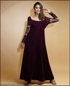 Gown, maroon gown, anmazingfactory, latest collection gown, party wear gown,