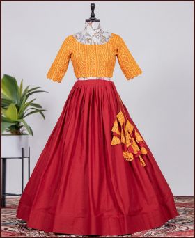 Presenting New Pure Cotton Solid Red Color Lehenga Choli
