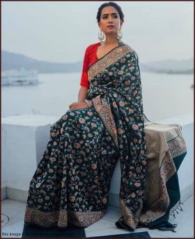Heavy Jari Weaving Jacquard Reach Pallu Saree with Blouse Piece