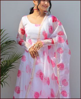 Premium Georgette floral Printed long flared Anarkali Gown