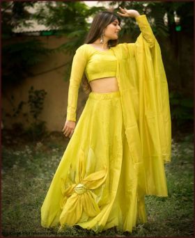 Enchanting Chanderi SIlk Yellow Color Lehenga Choli