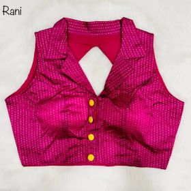 Latest Shirt Collar Jacquard Front Open Blouse-Rani