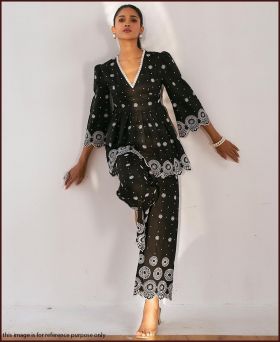 Presenting New Designer Embroidered Black Top Bottom Dress