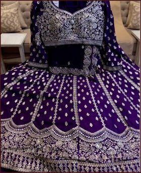 Designer wedding wear violet color embrodered with 3mm sequence lehenga choli