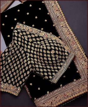 Fancy silk Black  embroidery sequence saree
