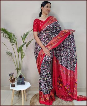 Trending Foil Printed Sof Silk Ready to Wear Saree