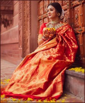 Fabulous Soft Banarasi Silk Weaving Red Saree with Blouse Piece
