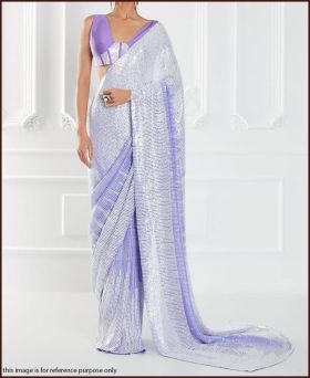 Lavender Color  entwined with Sequin Work Bollywood Style Saree-Lavender