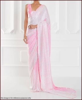 Lavender Color  entwined with Sequin Work Bollywood Style Saree-pink